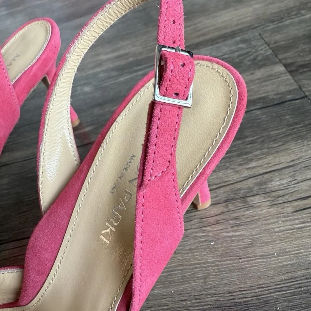 Marion Parke Fuscia Suede Slingback Pointed Toe Heels - Picture 6 of 6